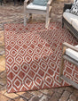 Rust Red 5' 3 x 8' Jill Zarin Outdoor Rectangle Area Rug Weather Resistant for Patio, Deck, Terrace, Balcony, Porch Durable 100% Polypropylene Carpet for Outside for Sale at Rug Engine