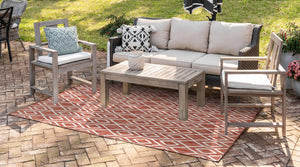 Rust Red 5' 3 x 8' Jill Zarin Outdoor Rectangle Area Rug Weather Resistant for Patio, Deck, Terrace, Balcony, Porch Durable 100% Polypropylene Carpet for Outside for Sale at Rug Engine