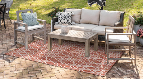 Rust Red 5' 3 x 8' Jill Zarin Outdoor Rectangle Area Rug Weather Resistant for Patio, Deck, Terrace, Balcony, Porch Durable 100% Polypropylene Carpet for Outside for Sale at Rug Engine