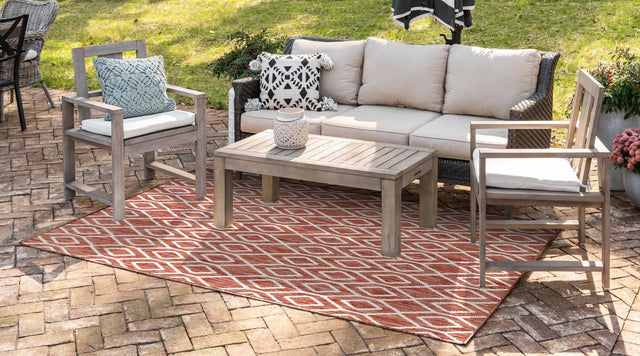 Rust Red 5' 3 x 8' Jill Zarin Outdoor Rectangle Area Rug Weather Resistant for Patio, Deck, Terrace, Balcony, Porch Durable 100% Polypropylene Carpet for Outside for Sale at Rug Engine