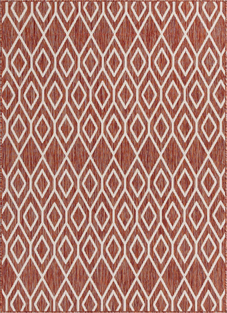 Rust Red 5' 3 x 8' Jill Zarin Outdoor Rectangle Area Rug Weather Resistant for Patio, Deck, Terrace, Balcony, Porch Durable 100% Polypropylene Carpet for Outside for Sale at Rug Engine