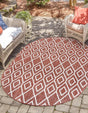 Rust Red 7' 10 x 10' Jill Zarin Outdoor Oval Area Rug Weather Resistant for Patio, Deck, Terrace, Balcony, Porch Durable 100% Polypropylene Carpet for Outside for Sale at Rug Engine