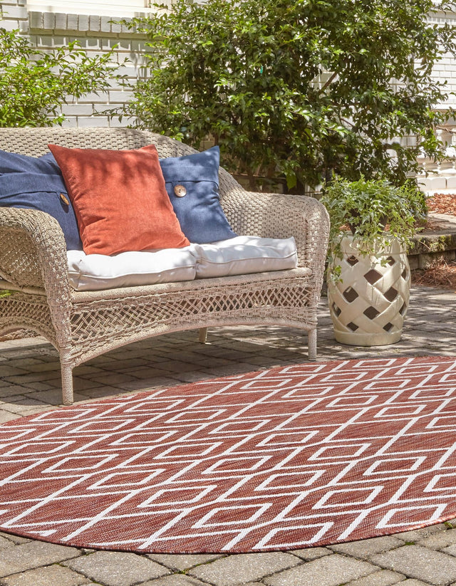 Rust Red 5' 3 x 8' Jill Zarin Outdoor Oval Area Rug Weather Resistant for Patio, Deck, Terrace, Balcony, Porch Durable 100% Polypropylene Carpet for Outside for Sale at Rug Engine