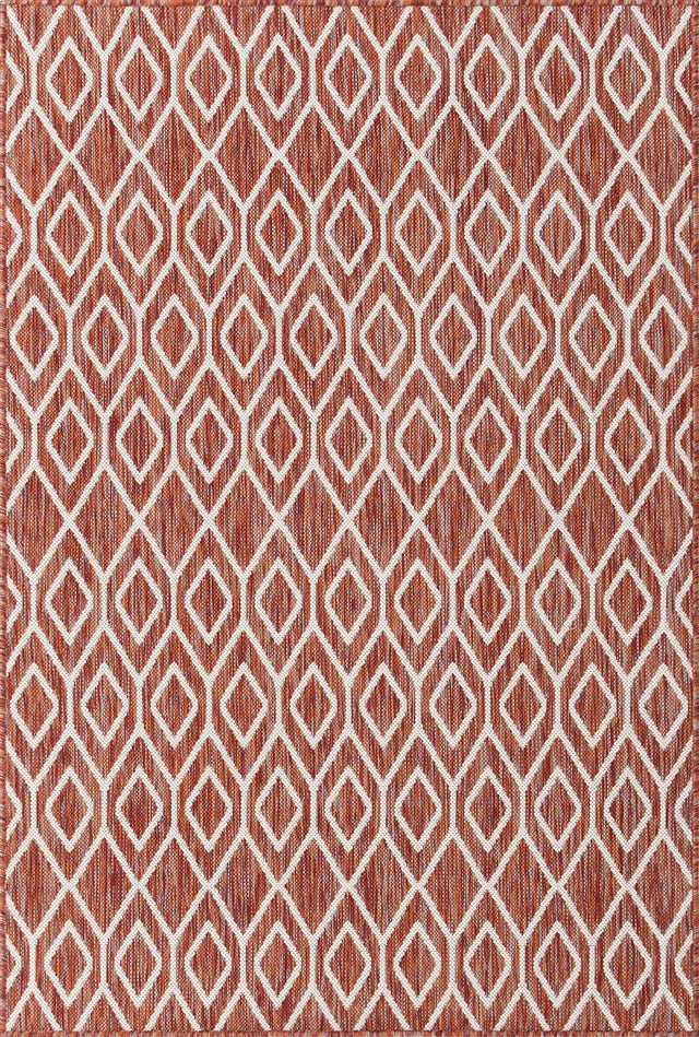 Rust Red 4' 1 x 6' 1 Jill Zarin Outdoor Rectangle Area Rug Weather Resistant for Patio, Deck, Terrace, Balcony, Porch Durable 100% Polypropylene Carpet for Outside for Sale at Rug Engine