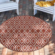 Rust Red 6' 7 x 6' 7 Jill Zarin Outdoor Round Area Rug Weather Resistant for Patio, Deck, Terrace, Balcony, Porch Durable 100% Polypropylene Carpet for Outside for Sale at Rug Engine