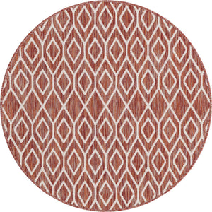 Rust Red 4' 1 x 4' 1 Jill Zarin Outdoor Round Area Rug Weather Resistant for Patio, Deck, Terrace, Balcony, Porch Durable 100% Polypropylene Carpet for Outside for Sale at Rug Engine