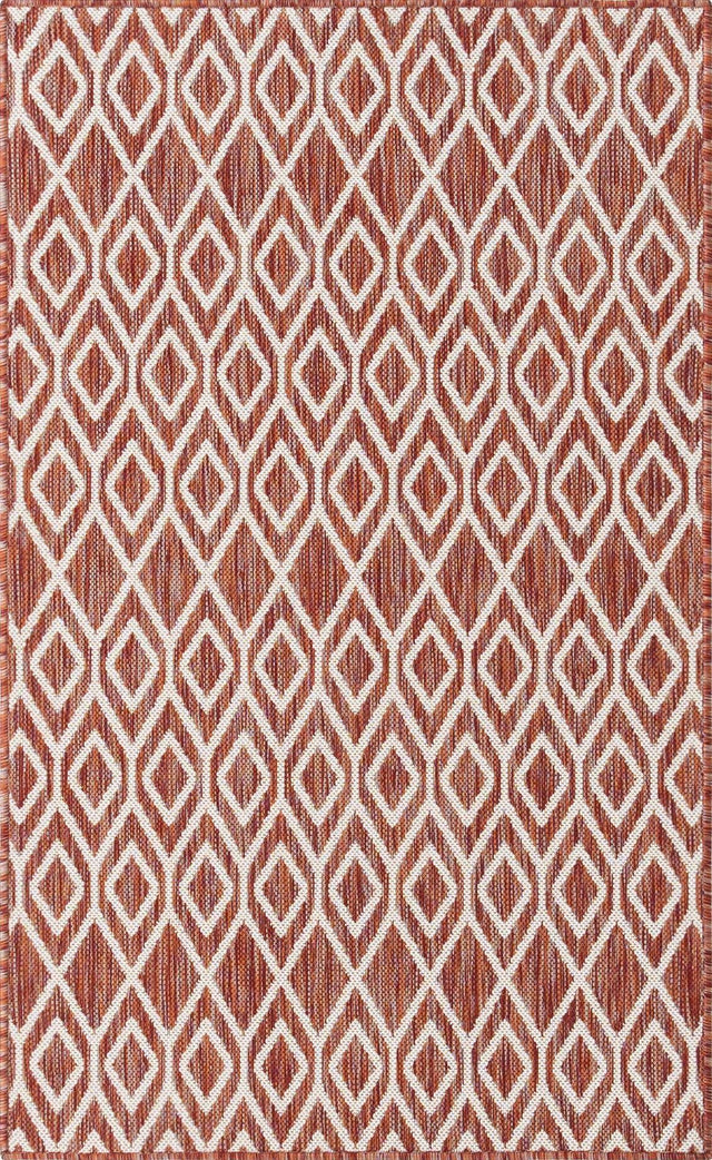 Rust Red 3' 1 x 5' 3 Jill Zarin Outdoor Rectangle Area Rug Weather Resistant for Patio, Deck, Terrace, Balcony, Porch Durable 100% Polypropylene Carpet for Outside for Sale at Rug Engine