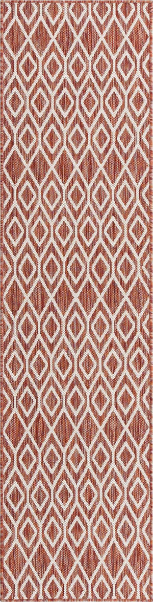 Rust Red 2' x 8' Jill Zarin Outdoor Runner Area Rug Weather Resistant for Patio, Deck, Terrace, Balcony, Porch Durable 100% Polypropylene Carpet for Outside for Sale at Rug Engine