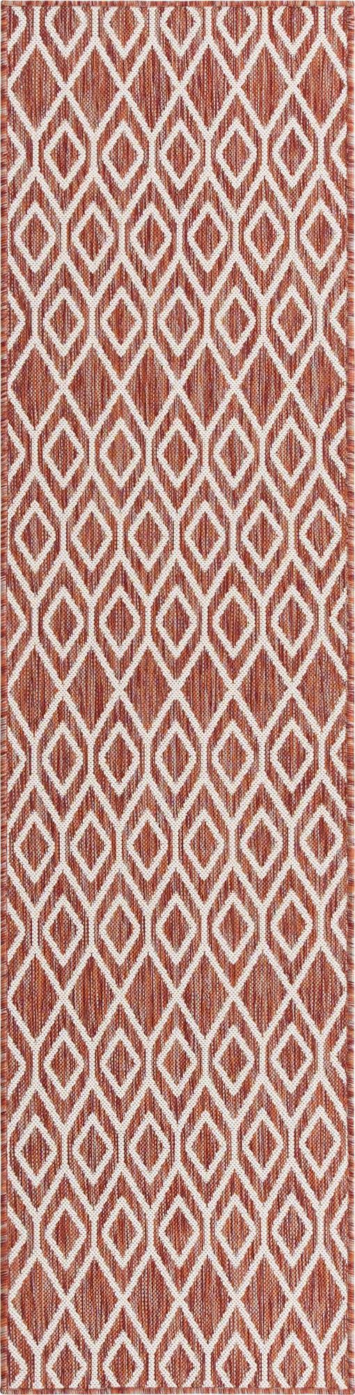 Rust Red 2' x 8' Jill Zarin Outdoor Runner Area Rug Weather Resistant for Patio, Deck, Terrace, Balcony, Porch Durable 100% Polypropylene Carpet for Outside for Sale at Rug Engine