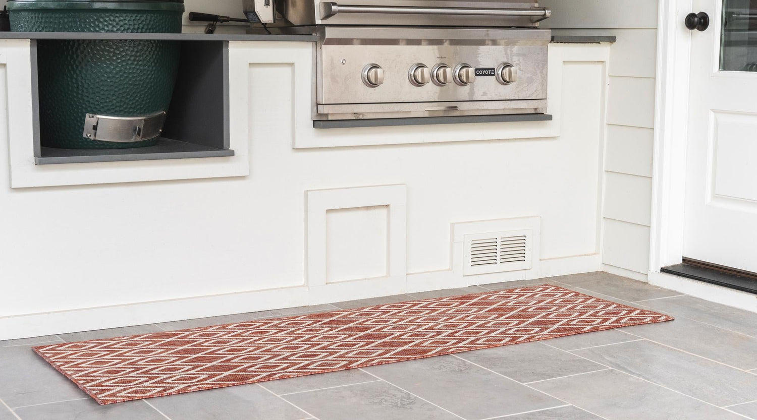 Rust Red 2' x 6' 1 Jill Zarin Outdoor Runner Area Rug Weather Resistant for Patio, Deck, Terrace, Balcony, Porch Durable 100% Polypropylene Carpet for Outside for Sale at Rug Engine