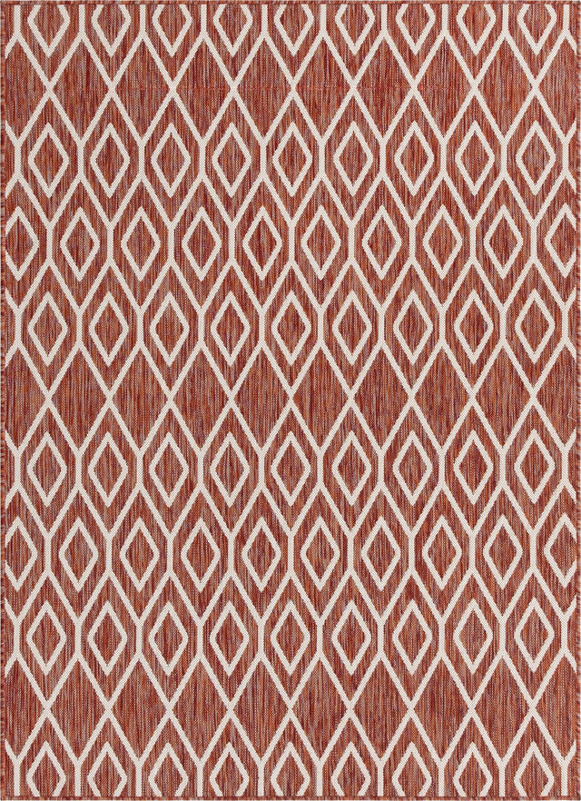 Rust Red 1' 4 x 1' 4 Jill Zarin Outdoor Sample Area Rug Weather Resistant for Patio, Deck, Terrace, Balcony, Porch Durable 100% Polypropylene Carpet for Outside for Sale at Rug Engine