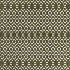 Green 7' 10 x 7' 10 Jill Zarin Outdoor Square Area Rug Weather Resistant for Patio, Deck, Terrace, Balcony, Porch Durable 100% Polypropylene Carpet for Outside for Sale at Rug Engine