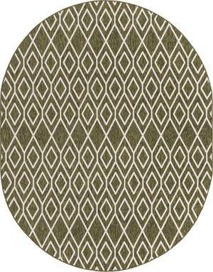 Green 7' 10 x 10' Jill Zarin Outdoor Oval Area Rug Weather Resistant for Patio, Deck, Terrace, Balcony, Porch Durable 100% Polypropylene Carpet for Outside for Sale at Rug Engine