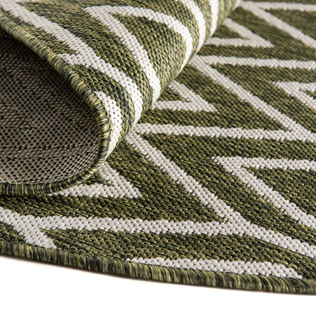 Green 4' 1 x 4' 1 Jill Zarin Outdoor Round Area Rug Weather Resistant for Patio, Deck, Terrace, Balcony, Porch Durable 100% Polypropylene Carpet for Outside for Sale at Rug Engine