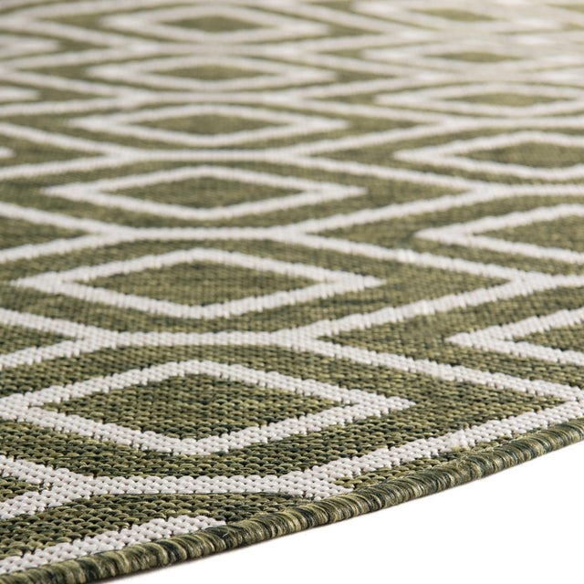 Green 6' 7 x 6' 7 Jill Zarin Outdoor Round Area Rug Weather Resistant for Patio, Deck, Terrace, Balcony, Porch Durable 100% Polypropylene Carpet for Outside for Sale at Rug Engine