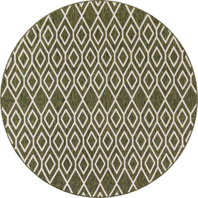 Green 6' 7 x 6' 7 Jill Zarin Outdoor Round Area Rug Weather Resistant for Patio, Deck, Terrace, Balcony, Porch Durable 100% Polypropylene Carpet for Outside for Sale at Rug Engine