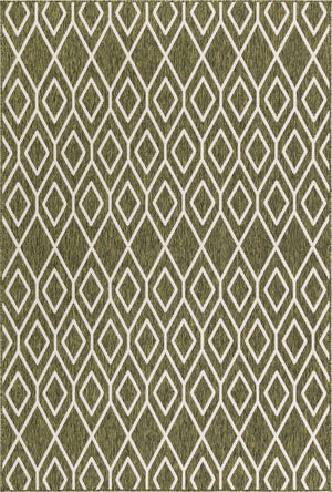 Green 6' 1 x 9' Jill Zarin Outdoor Rectangle Area Rug Weather Resistant for Patio, Deck, Terrace, Balcony, Porch Durable 100% Polypropylene Carpet for Outside for Sale at Rug Engine