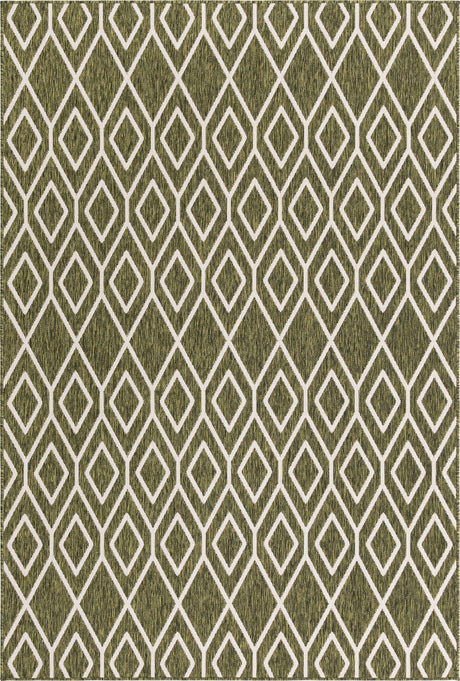 Green 6' 1 x 9' Jill Zarin Outdoor Rectangle Area Rug Weather Resistant for Patio, Deck, Terrace, Balcony, Porch Durable 100% Polypropylene Carpet for Outside for Sale at Rug Engine