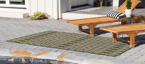 Green 4' 1 x 6' 1 Jill Zarin Outdoor Rectangle Area Rug Weather Resistant for Patio, Deck, Terrace, Balcony, Porch Durable 100% Polypropylene Carpet for Outside for Sale at Rug Engine
