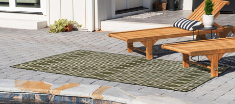 Green 6' 1 x 9' Jill Zarin Outdoor Rectangle Area Rug Weather Resistant for Patio, Deck, Terrace, Balcony, Porch Durable 100% Polypropylene Carpet for Outside for Sale at Rug Engine