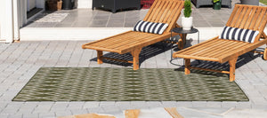 Green 4' 1 x 6' 1 Jill Zarin Outdoor Rectangle Area Rug Weather Resistant for Patio, Deck, Terrace, Balcony, Porch Durable 100% Polypropylene Carpet for Outside for Sale at Rug Engine