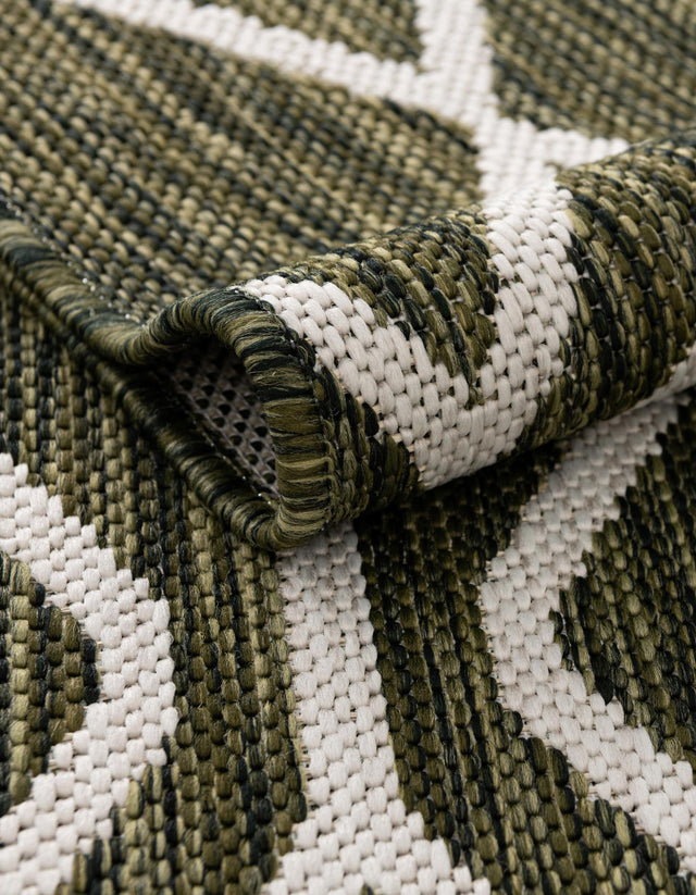 Green 4' 1 x 6' 1 Jill Zarin Outdoor Rectangle Area Rug Weather Resistant for Patio, Deck, Terrace, Balcony, Porch Durable 100% Polypropylene Carpet for Outside for Sale at Rug Engine
