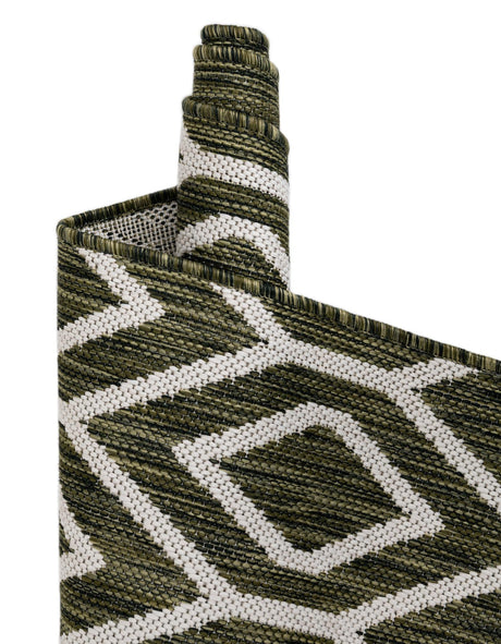 Green 6' 1 x 9' Jill Zarin Outdoor Rectangle Area Rug Weather Resistant for Patio, Deck, Terrace, Balcony, Porch Durable 100% Polypropylene Carpet for Outside for Sale at Rug Engine