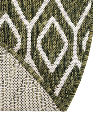 Green 7' 10 x 10' Jill Zarin Outdoor Oval Area Rug Weather Resistant for Patio, Deck, Terrace, Balcony, Porch Durable 100% Polypropylene Carpet for Outside for Sale at Rug Engine