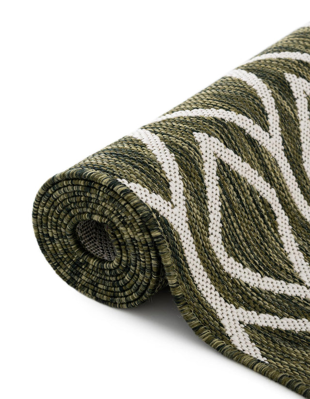 Green 7' 10 x 10' Jill Zarin Outdoor Oval Area Rug Weather Resistant for Patio, Deck, Terrace, Balcony, Porch Durable 100% Polypropylene Carpet for Outside for Sale at Rug Engine