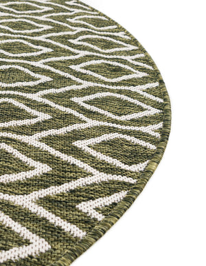 Green 6' 7 x 6' 7 Jill Zarin Outdoor Round Area Rug Weather Resistant for Patio, Deck, Terrace, Balcony, Porch Durable 100% Polypropylene Carpet for Outside for Sale at Rug Engine