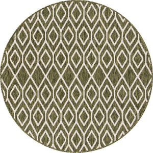 Green 4' 1 x 4' 1 Jill Zarin Outdoor Round Area Rug Weather Resistant for Patio, Deck, Terrace, Balcony, Porch Durable 100% Polypropylene Carpet for Outside for Sale at Rug Engine