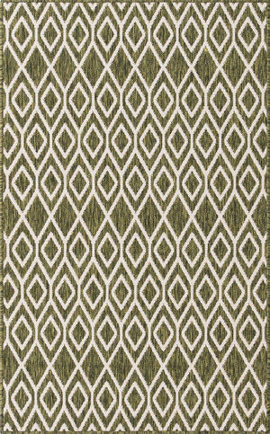 Green 3' 1 x 5' 3 Jill Zarin Outdoor Rectangle Area Rug Weather Resistant for Patio, Deck, Terrace, Balcony, Porch Durable 100% Polypropylene Carpet for Outside for Sale at Rug Engine
