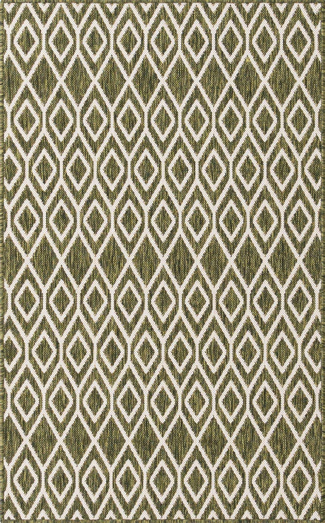 Green 3' 1 x 5' 3 Jill Zarin Outdoor Rectangle Area Rug Weather Resistant for Patio, Deck, Terrace, Balcony, Porch Durable 100% Polypropylene Carpet for Outside for Sale at Rug Engine