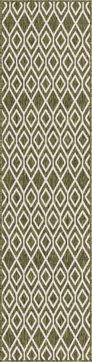 Green 2' x 8' Jill Zarin Outdoor Runner Area Rug Weather Resistant for Patio, Deck, Terrace, Balcony, Porch Durable 100% Polypropylene Carpet for Outside for Sale at Rug Engine