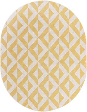 Yellow 7' 10 x 10' Jill Zarin Outdoor Oval Area Rug Weather Resistant for Patio, Deck, Terrace, Balcony, Porch Durable 100% Polypropylene Carpet for Outside for Sale at Rug Engine