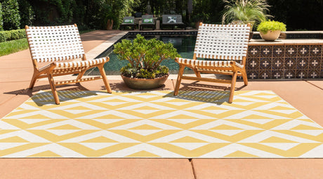 Yellow 7' 10 x 10' Jill Zarin Outdoor Rectangle Area Rug Weather Resistant for Patio, Deck, Terrace, Balcony, Porch Durable 100% Polypropylene Carpet for Outside for Sale at Rug Engine