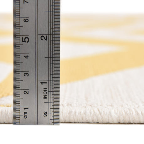 Yellow 4' 1 x 4' 1 Jill Zarin Outdoor Round Area Rug Weather Resistant for Patio, Deck, Terrace, Balcony, Porch Durable 100% Polypropylene Carpet for Outside for Sale at Rug Engine