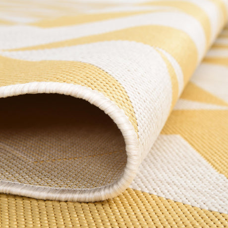 Yellow 4' 1 x 4' 1 Jill Zarin Outdoor Round Area Rug Weather Resistant for Patio, Deck, Terrace, Balcony, Porch Durable 100% Polypropylene Carpet for Outside for Sale at Rug Engine