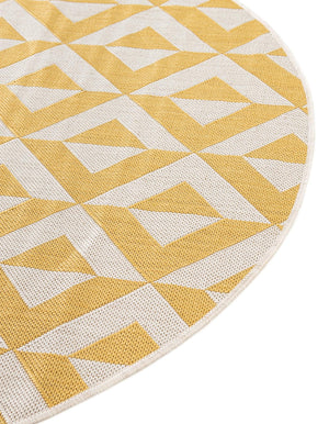 Yellow 6' 7 x 6' 7 Jill Zarin Outdoor Round Area Rug Weather Resistant for Patio, Deck, Terrace, Balcony, Porch Durable 100% Polypropylene Carpet for Outside for Sale at Rug Engine