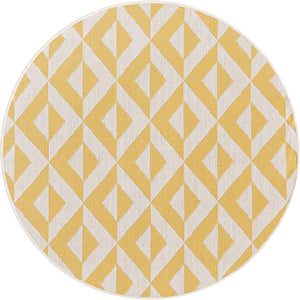 Yellow 4' 1 x 4' 1 Jill Zarin Outdoor Round Rug