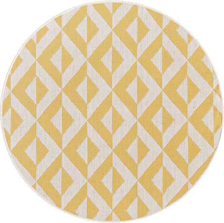 Yellow 4' 1 x 4' 1 Jill Zarin Outdoor Round Rug