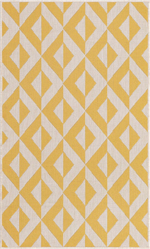 Yellow 3' 1 x 5' 3 Jill Zarin Outdoor Rectangle Area Rug Weather Resistant for Patio, Deck, Terrace, Balcony, Porch Durable 100% Polypropylene Carpet for Outside for Sale at Rug Engine