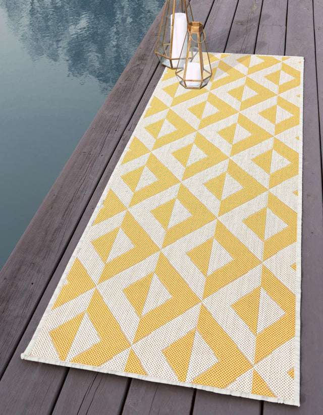 Yellow 2' x 6' 1 Jill Zarin Outdoor Runner Area Rug Weather Resistant for Patio, Deck, Terrace, Balcony, Porch Durable 100% Polypropylene Carpet for Outside for Sale at Rug Engine
