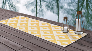 Yellow 2' x 6' 1 Jill Zarin Outdoor Runner Area Rug Weather Resistant for Patio, Deck, Terrace, Balcony, Porch Durable 100% Polypropylene Carpet for Outside for Sale at Rug Engine