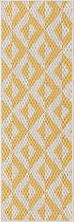Yellow 2' x 6' 1 Jill Zarin Outdoor Runner Area Rug Weather Resistant for Patio, Deck, Terrace, Balcony, Porch Durable 100% Polypropylene Carpet for Outside for Sale at Rug Engine