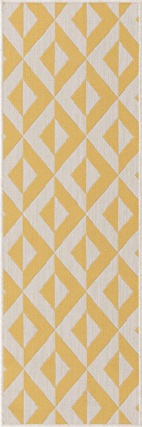 Yellow 2' x 6' 1 Jill Zarin Outdoor Runner Area Rug Weather Resistant for Patio, Deck, Terrace, Balcony, Porch Durable 100% Polypropylene Carpet for Outside for Sale at Rug Engine