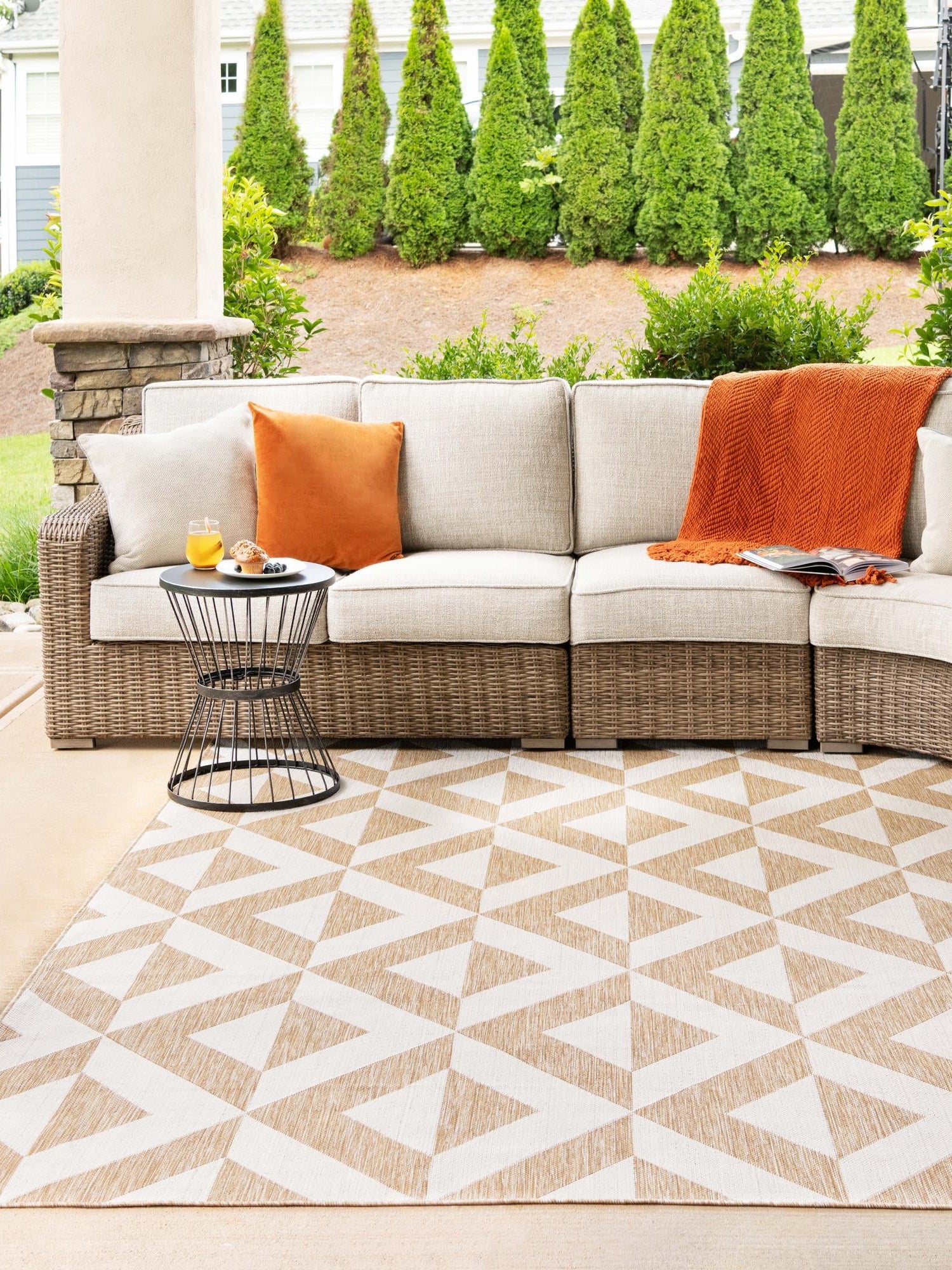 Beige 9' x 12' Jill Zarin Outdoor Rectangle Area Rug Weather Resistant for Patio, Deck, Terrace, Balcony, Porch Durable 100% Polypropylene Carpet for Outside for Sale at Rug Engine