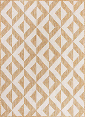Beige 5' 3 x 8' Jill Zarin Outdoor Rectangle Area Rug Weather Resistant for Patio, Deck, Terrace, Balcony, Porch Durable 100% Polypropylene Carpet for Outside for Sale at Rug Engine