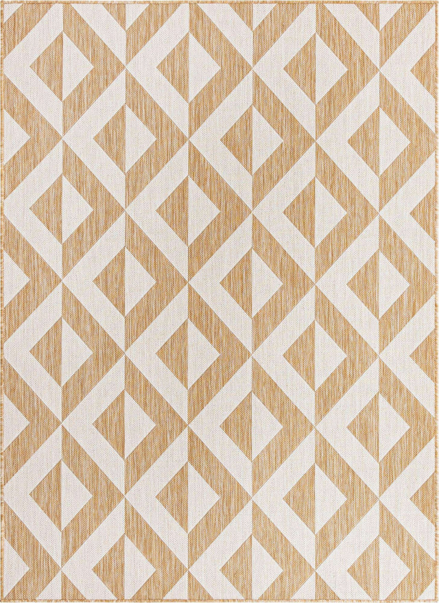 Beige 5' 3 x 8' Jill Zarin Outdoor Rectangle Area Rug Weather Resistant for Patio, Deck, Terrace, Balcony, Porch Durable 100% Polypropylene Carpet for Outside for Sale at Rug Engine