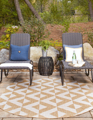 Beige 5' 3 x 8' Jill Zarin Outdoor Oval Area Rug Weather Resistant for Patio, Deck, Terrace, Balcony, Porch Durable 100% Polypropylene Carpet for Outside for Sale at Rug Engine